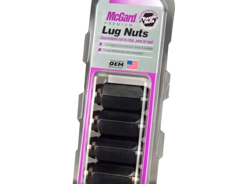 McGard Hex Lug Nut (Cone Seat) M14X1.5 / 22mm Hex / 1.635in. Length (4-Pack) - Black