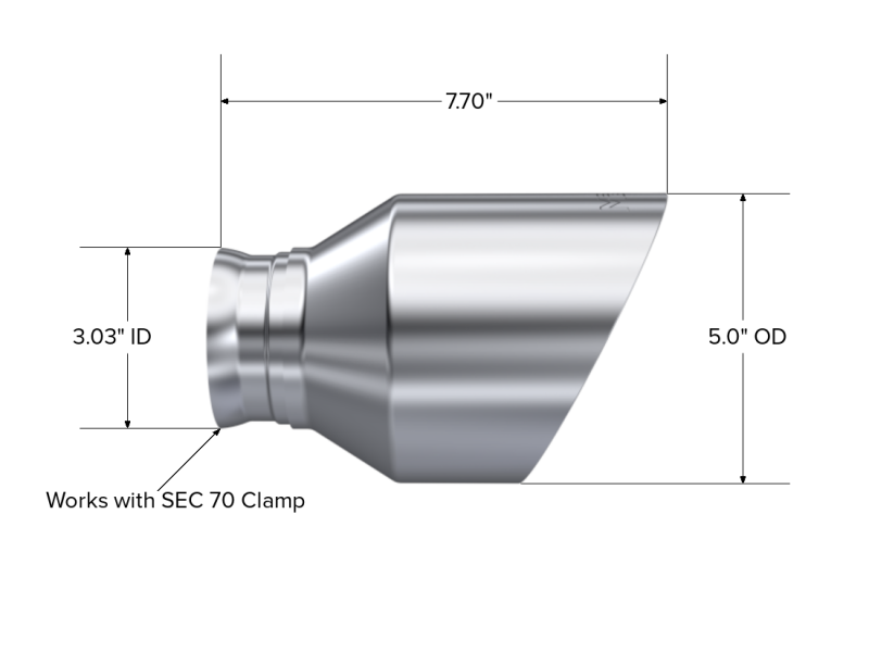 MBRP 15-23 Dodge Charger 5.7L/6.2L/6.4L T304 3in ID / 5in OD Out / 8in Length Angle Cut SS Tip