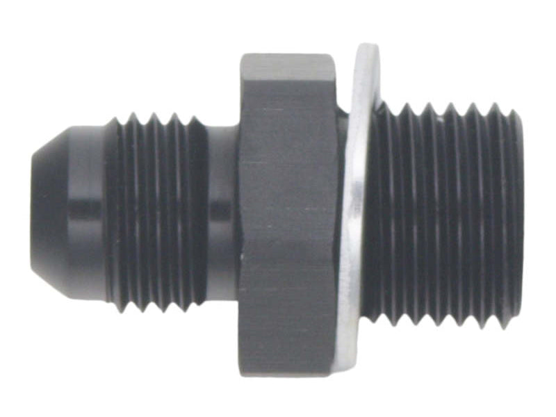 DeatschWerks 6AN Male Flare to M16 X 1.5 Male Metric Adapter (Incl Washer) - Anodized Matte Black