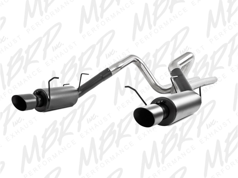 MBRP 11-14 Ford Mustang GT 5.0L 3in Cat Back Dual Split Rear Street Version 4in Tips - Black