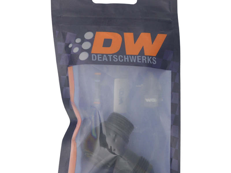 DeatschWerks 8AN ORB Male to 8AN Male Flare Low Profile 90-Degree Swivel - Anodized Matte Black