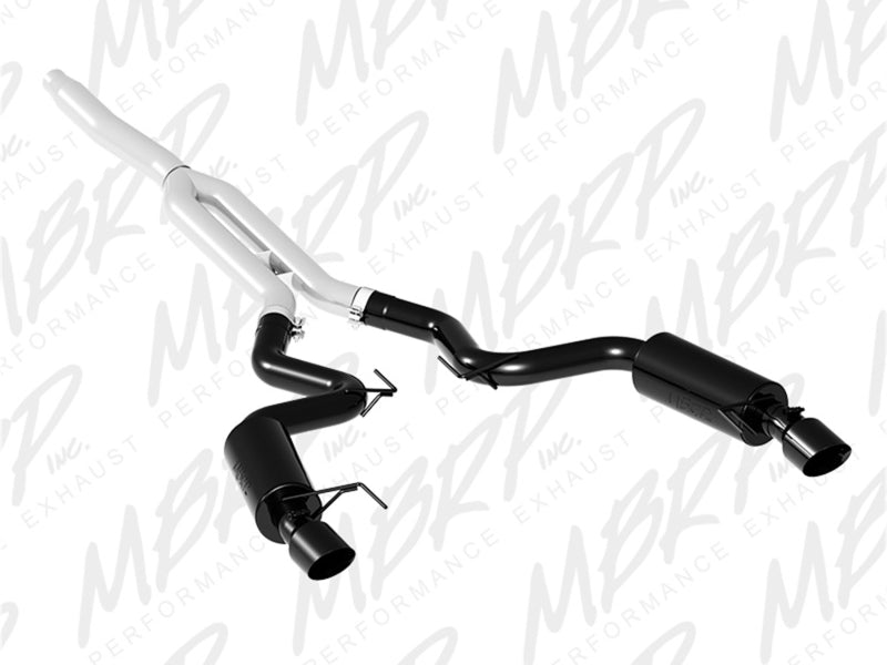 MBRP 15-18 Ford Mustang EcoBoost 2.3L Black 3in Cat Back Dual Split Rear Exit (Street Version)