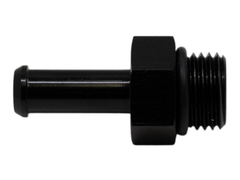 DeatschWerks 6AN ORB Male to 5/16in Male Barb Fitting (Incl O-Ring) - Anodized Matte Black
