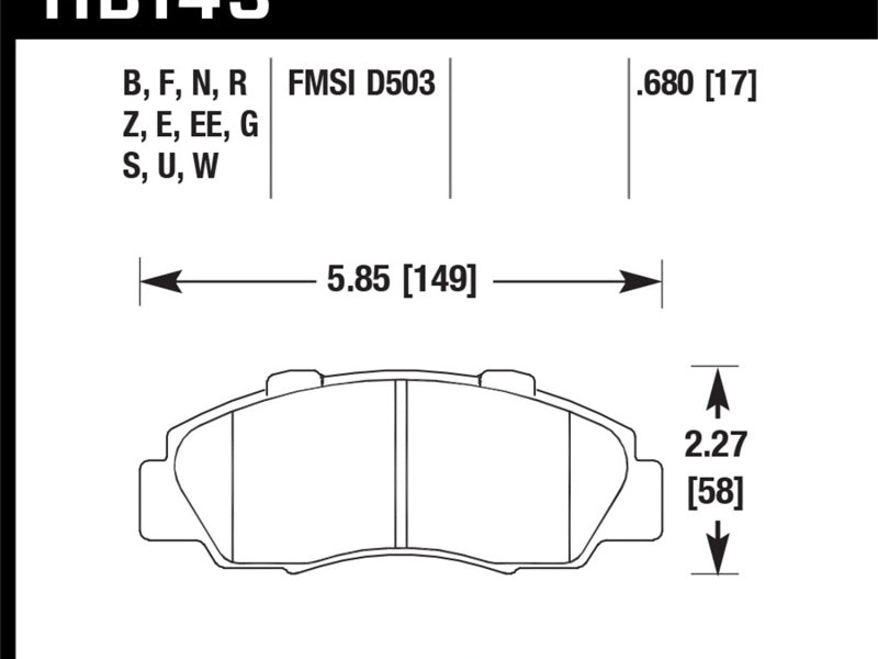 Hawk 97-99 Acura CL/97-01 Integra Type-R /  97-01 Honda CRV/Prelude DTC-60 Race Front Brake Pads