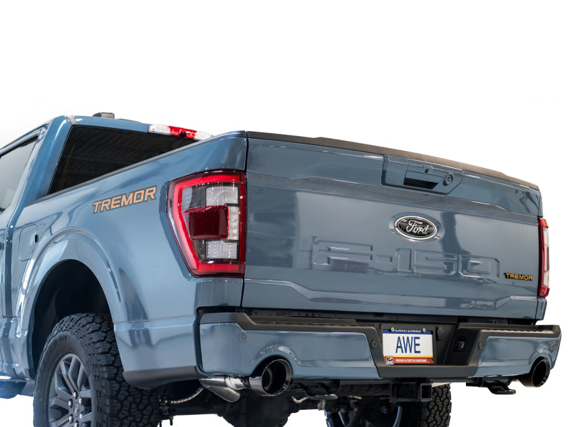 AWE Tuning 2021+ Ford F-150 Tremor (w/ Bumper Cutouts) 0FG Non-Resonated Catback -Diamond Black Tips