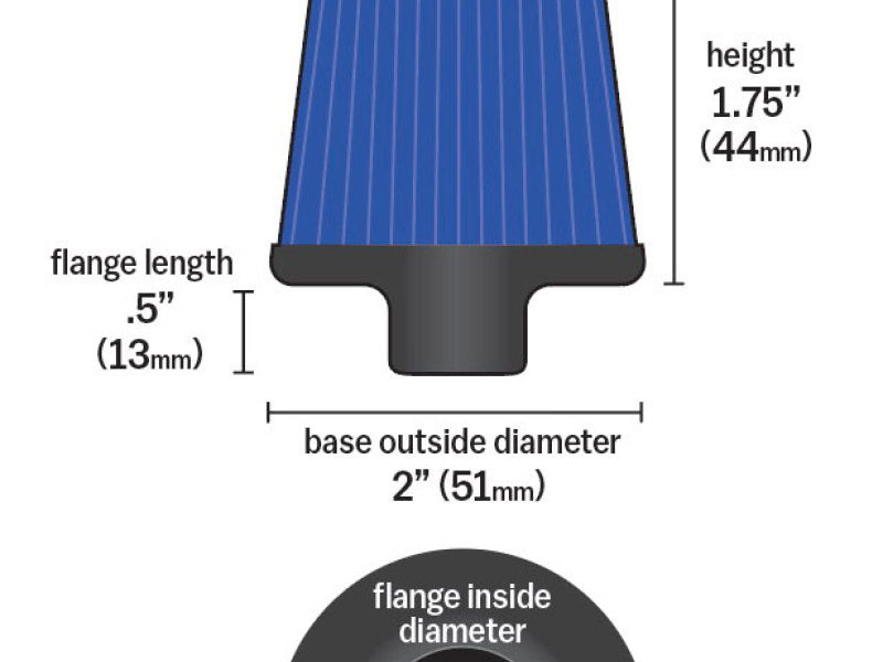 K&N 2in Base OD x .375in Flange ID x 1.75in H Rubber Base Crankcase Vent Filter - Blue