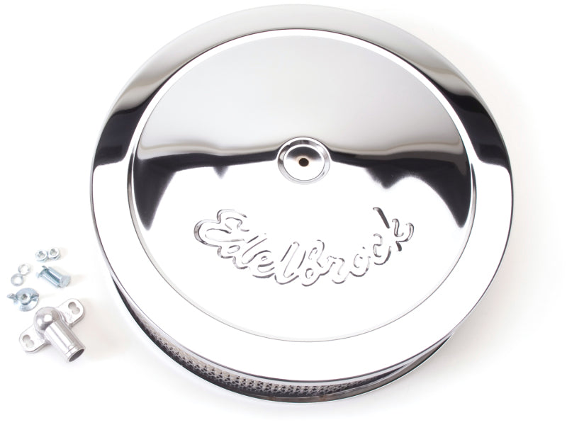 Edelbrock Air Cleaner Pro-Flo Series Round Steel Top Paper Element 14In Dia X 3 75In Dropped Base