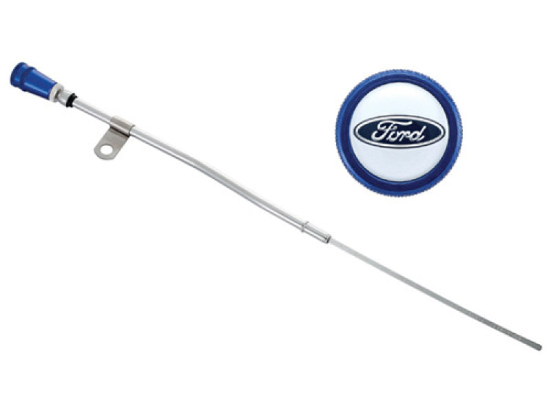 Ford Racing Dipstick Kit - Anodized Aluminum Handle w/ Embossed Ford Logo