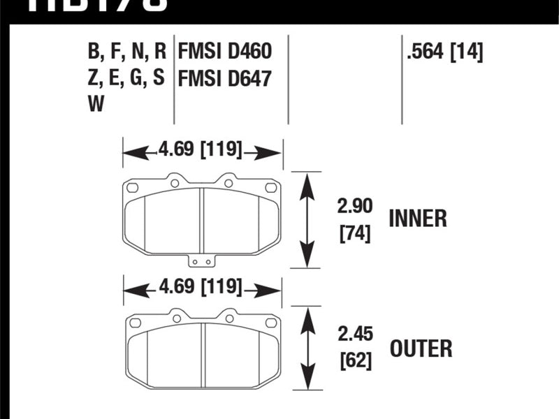 Hawk 06-07 WRX / 89-96 Nissan 300ZX / 89-93 Skyline GT-R DTC-60 Front Race Pads