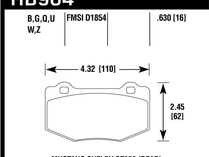 Hawk 15-17 Ford Mustang DTC-60 Compound Rear Brake Pads
