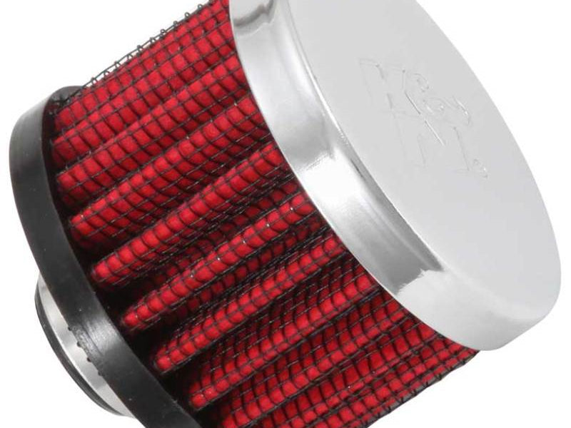 K&N Clamp On Rubber Base Crankcase Vent Filter 0.375in Flange ID x 2in OD x 1.5in Height