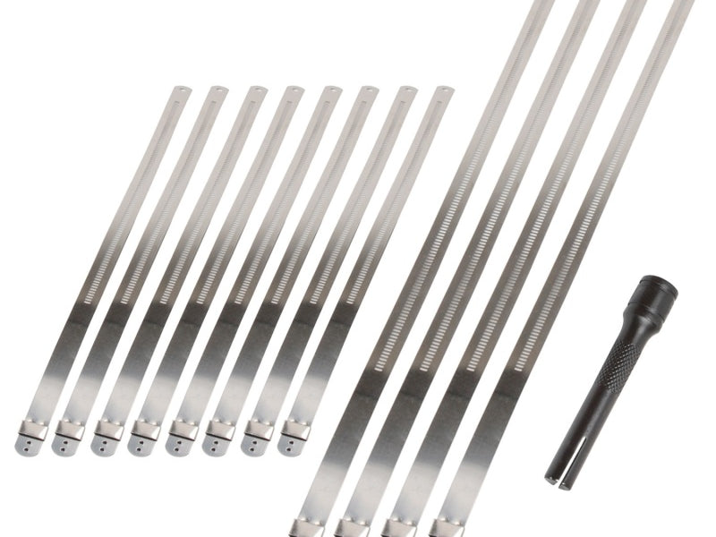 DEI Stainless Steel Positive Locking Tie & Tool Kit - 8in (8 Pack) & 14in (4 Pack)