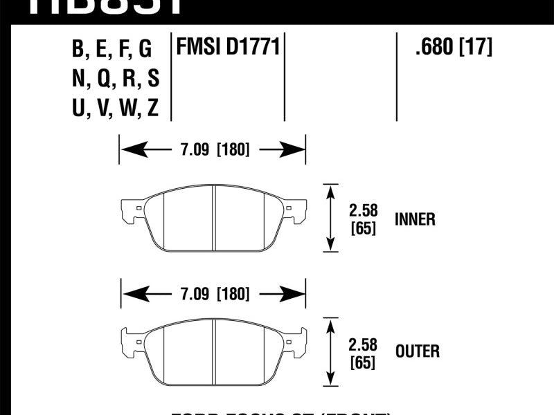 Hawk 15-16 Ford Focus ST HPS 5.0 Front Brake Pads