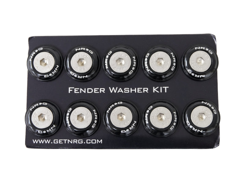 NRG Fender Washer Kit w/Rivets For Plastic (Black) - Set of 10