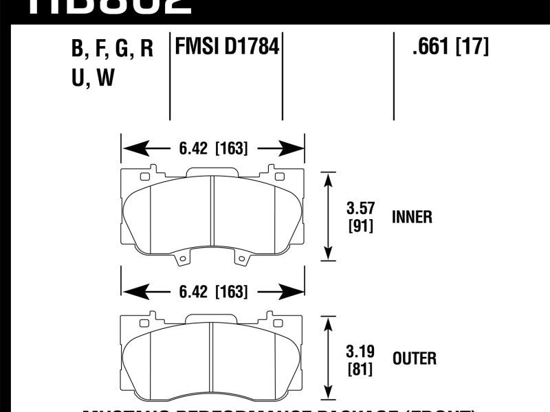 Hawk 15-17 Ford Mustang Performance Pkg (NON GT) HPS Front Brake Pads