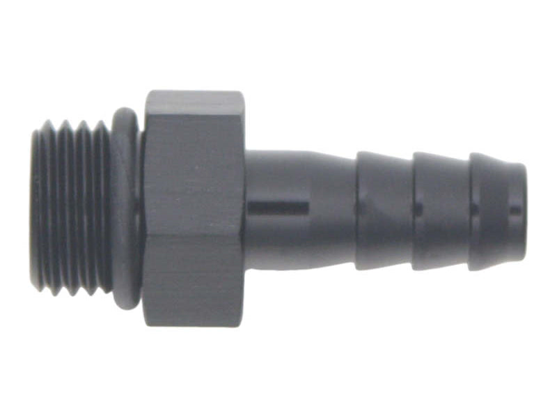 DeatschWerks 6AN ORB Male to 5/16in Male Triple Barb Fitting (Incl O-Ring) - Anodized Matte Black