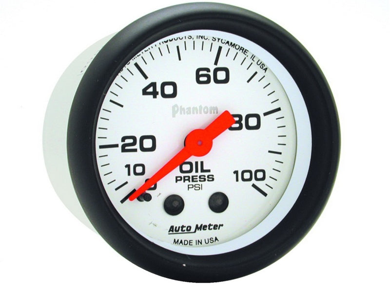 Autometer Phantom 52mm 0-100 PSI Mechanical Oil Pressure Gauge