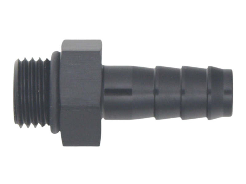 DeatschWerks 6AN ORB Male to 3/8in Male Triple Barb Fitting (Incl O-Ring) - Anodized Matte Black