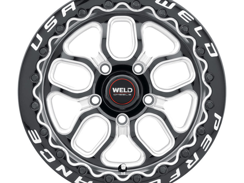Weld S907 15X10 Laguna Beadlock 5X114.3 ET25 BS6.5 Gloss Black MIL Dia 78.1
