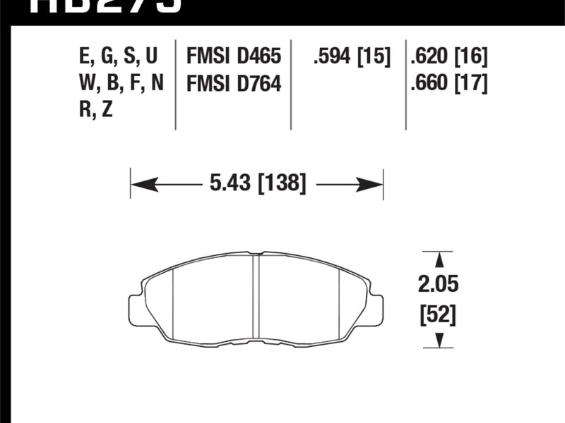Hawk Honda 98-02 Accord / 06-11 Civic / Polaris Slingshot HT-10 Race Front Brake Pads (Two Pads/Box)