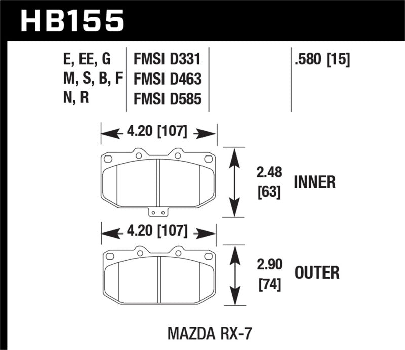 Hawk 93-95 Mazda RX-7 HP+ Street Front Brake Pads