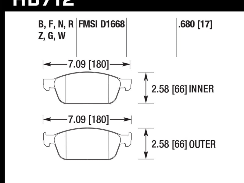 Hawk 13 Ford Focus Performance Ceramic Front Street Brake Pads