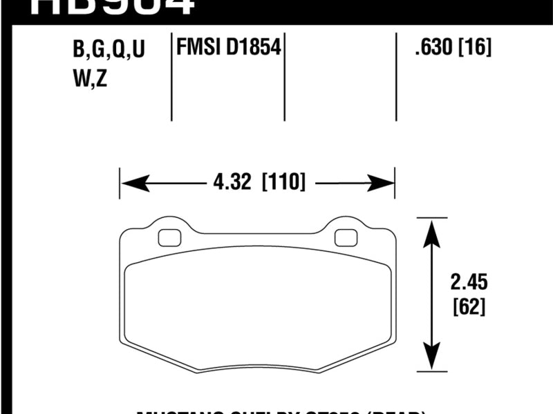 Hawk 16-18 Ford Mustang Shelby GT350/GT350R Performance Ceramic Rear Brake Pads