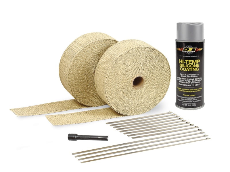 DEI Exhaust Wrap Kit - Tan Wrap & Aluminum HT Silicone Coating (Aerosol)