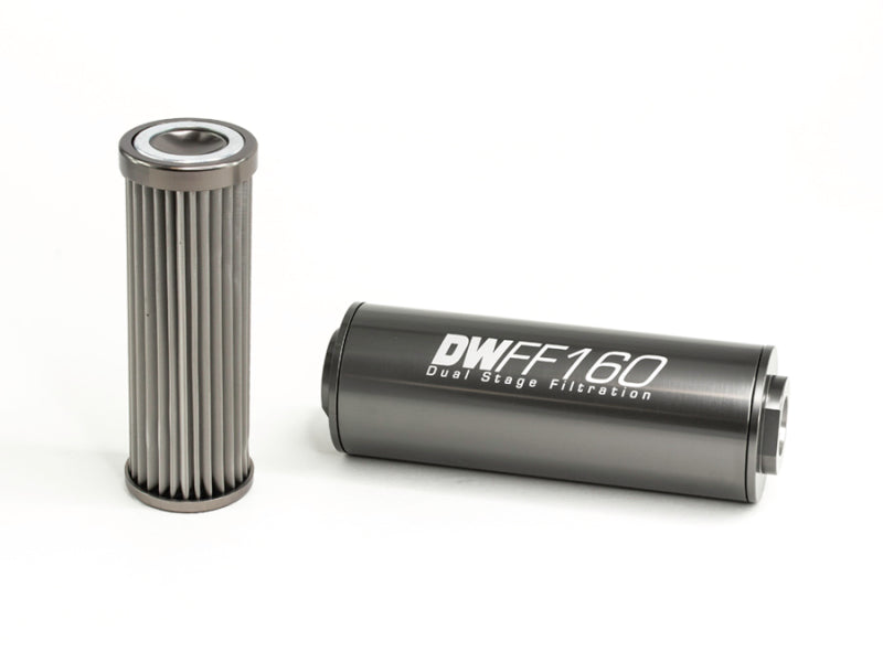 DeatschWerks Stainless Steel 10AN 10 Micron Universal Inline Fuel Filter Housing Kit (160mm)